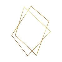 Gold geometrisch polygonal Rahmen mit leuchtenden Auswirkungen isoliert auf Weiß Hintergrund. leeren glühend Kunst Deko Hintergrund. Vektor Illustration.