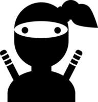 Glyphe Symbol oder Symbol Ninja Krieger. vektor