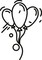 schwarz und Weiß Illustration von Luftballons Bündel Symbol. vektor