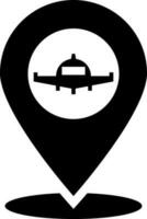 Glyphe Flughafen Ort Symbol im eben Stil. vektor