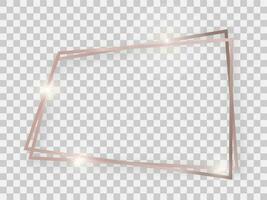 doppelt Rose Gold glänzend Trapez Rahmen mit glühend Auswirkungen und Schatten vektor