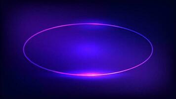 neon oval ram med lysande effekter på mörk bakgrund. tömma lysande techno bakgrund. vektor illustration.