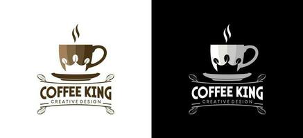 kaffe kung logotyp design med kreativ retro begrepp vektor