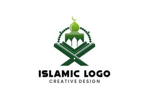 Moschee Logo Design mit Koran Tabelle zum islamisch Symbol vektor