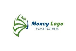 Geld Symbol Logo Design mit kreativ abstrakt gebunden Banknote Konzept vektor