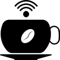 kaffe kopp och tallrik med wiFi tecken. vektor