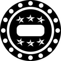 svart och vit kasino tilldela dekorerad förbi prickar och stjärnor. glyf ikon eller symbol. vektor