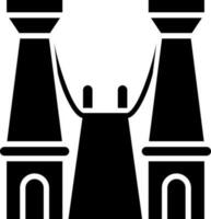 Turm Brücke Glyphe Symbol oder Symbol. vektor