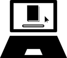 E-Book Anwendung im Laptop. Glyphe Symbol. vektor