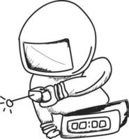 Astronaut und halten Fernbedienung. vektor