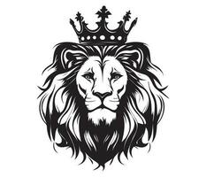 Löwe Kopf mit Krone, König Löwe vektor
