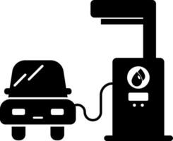 Benzin Pumpe mit Taxi Symbol im schwarz und Weiß Farbe. vektor