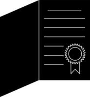 svart och vit certifikat med bricka i platt stil. vektor