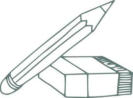 Gekritzel Illustration von Bleistift und Radiergummi. vektor