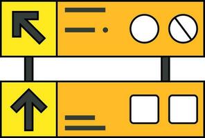 Symbol von Flughafen Zeichen Tafel im Gelb und grau Farbe. vektor