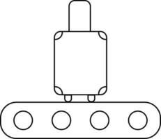 Symbol von Wagen Tasche auf Förderer Gürtel im eben Stil. vektor