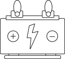 svart linje konst illustration av en batteri. vektor