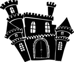 svart och vit illustration av besatt hus. vektor