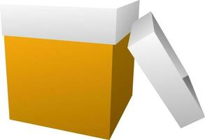 Gelb und grau öffnen Geschenk Box im eben Stil. vektor