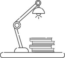 Illustration von Tabelle Lampe und Buch Symbol im eben Stil. vektor