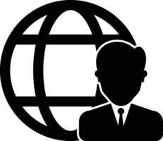 Illustration von global Geschäftsmann Glyphe Symbol. vektor