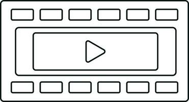 schwarz Linie Kunst Film Streifen mit abspielen Taste. vektor