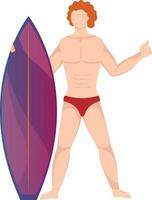 Vektor Illustration von Surfer Mann halten Surfbrett.
