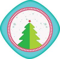 jul träd och snöflinga dekorerad ram. vektor