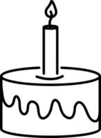 platt illustration av utsökt kaka med ljus. vektor