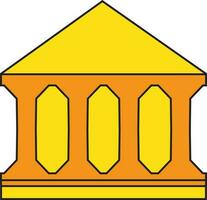 historisch Gebäude Symbol auf Orange und Gelb Farbe. vektor
