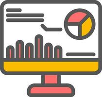 finanziell Graph Diagramm auf Desktop Bildschirm Symbol. vektor