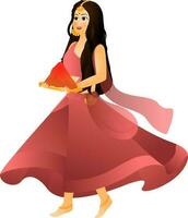 skön flicka karaktär i traditionell indisk Kläder. vektor