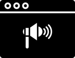 svart och vit illustration av högtalare på browser fönster ikon. vektor