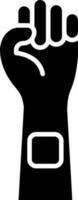 nikotin lappa på hand ikon i svart och vit Färg. vektor