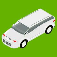 isometrisch Design von Auto auf Grün Hintergrund. vektor