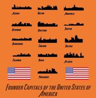 huvudstäderna i USA 48 stadens silhuett vektor