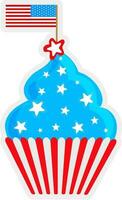 Tasse Kuchen dekoriert mit amerikanisch Flagge und Stern. vektor