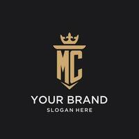 mc monogram med medeltida stil, lyx och elegant första logotyp design vektor