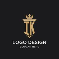 ik monogram med medeltida stil, lyx och elegant första logotyp design vektor