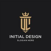 ul Monogramm mit mittelalterlich Stil, Luxus und elegant Initiale Logo Design vektor