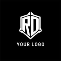 ro logotyp första med skydda form design stil vektor