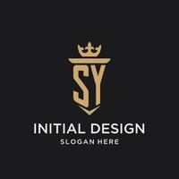 sy Monogramm mit mittelalterlich Stil, Luxus und elegant Initiale Logo Design vektor