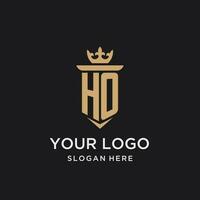 ho Monogramm mit mittelalterlich Stil, Luxus und elegant Initiale Logo Design vektor