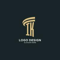 ich k Monogramm mit Säule Symbol Design, Luxus und modern legal Logo Design Ideen vektor