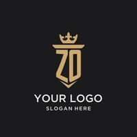 zo Monogramm mit mittelalterlich Stil, Luxus und elegant Initiale Logo Design vektor
