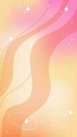modisch Gelb Orange Rosa verschwommen Gittergewebe Gradient abstrakt storisch Vorlage Hintergrund mit Kopieren Raum und Hand gezeichnet kawaii y2k Linie und Welle Elemente glatt und gerundet Kritzeleien vektor