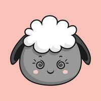 Schaf benebelt Gesicht Karikatur Kopf Schaf Aufkleber vektor