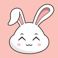 Hase schüchtern Lächeln Gesicht Hase Kopf kawaii Aufkleber vektor