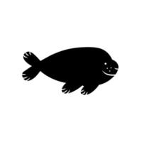 Siegel Meerestier Tier Aquarell Illustration schwarze Silhouette geschnittene Vorlage vektor