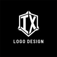 ix Logo Initiale mit Schild gestalten Design Stil vektor